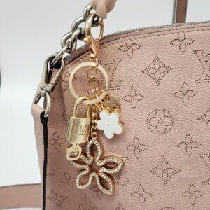 Authentic Louis Vuitton Lock & Key with Unbranded Flower Charm, Keychain